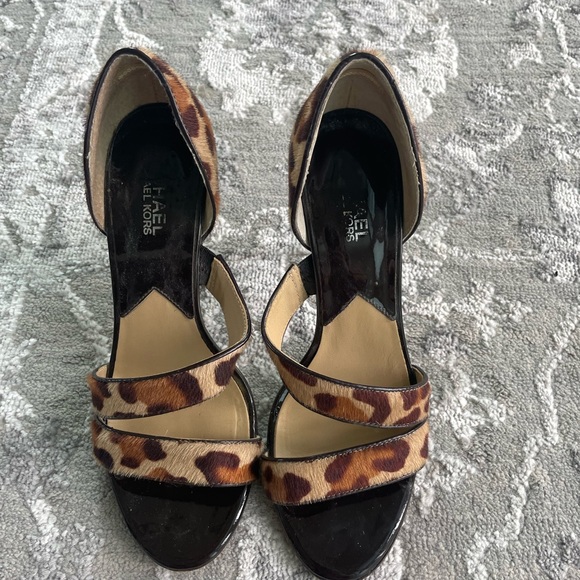 Michael Kors calf hair leopard print strappy heeled d’orsay sandal - Picture 2 of 4